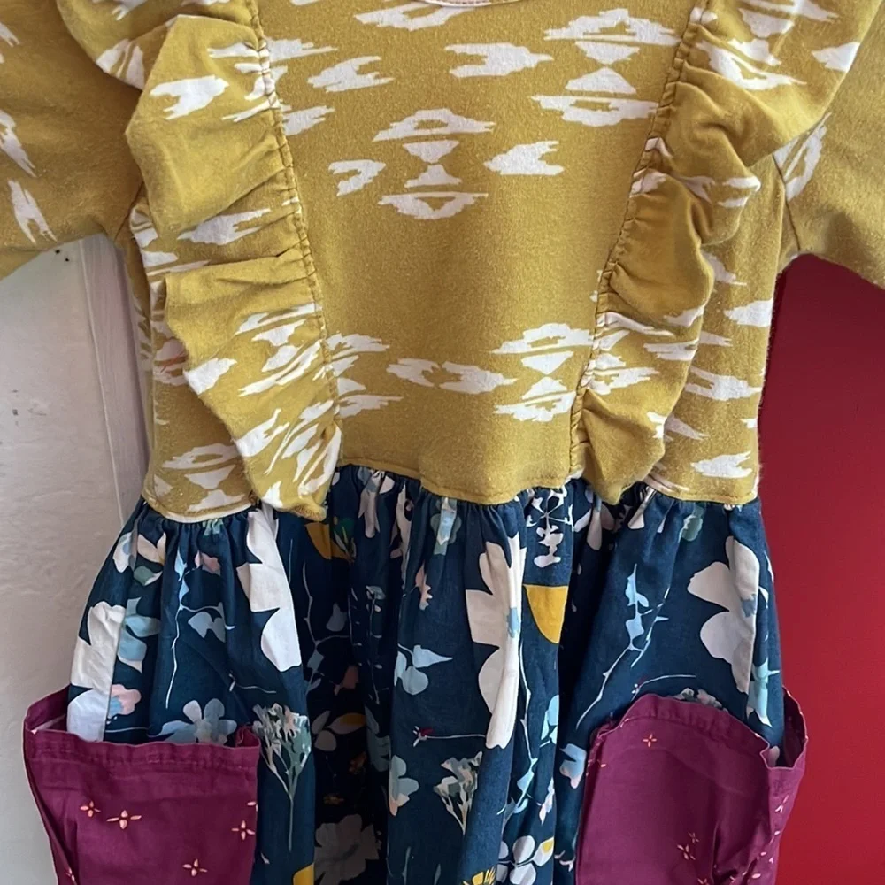 Lottie Mae clothing girls dress size 18M GUC blue and yellow colors